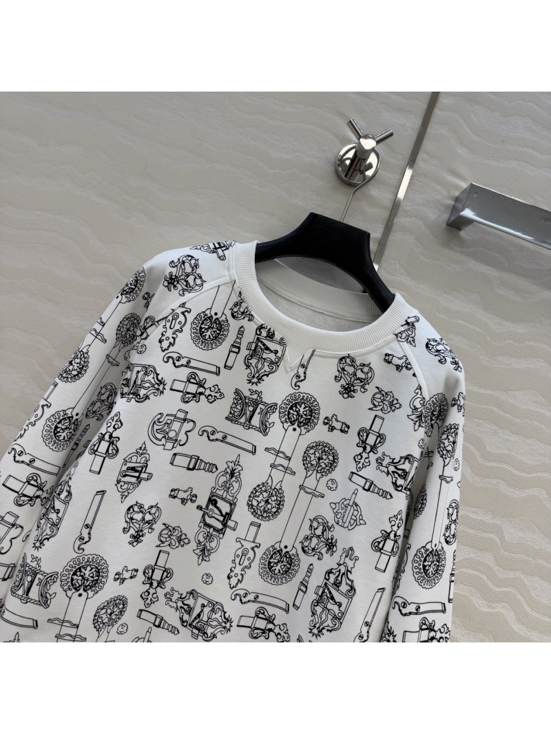 Hermès Coaching Remix Series 100% Pure Cotton Jersey Cropped Sweatshirt in Cream