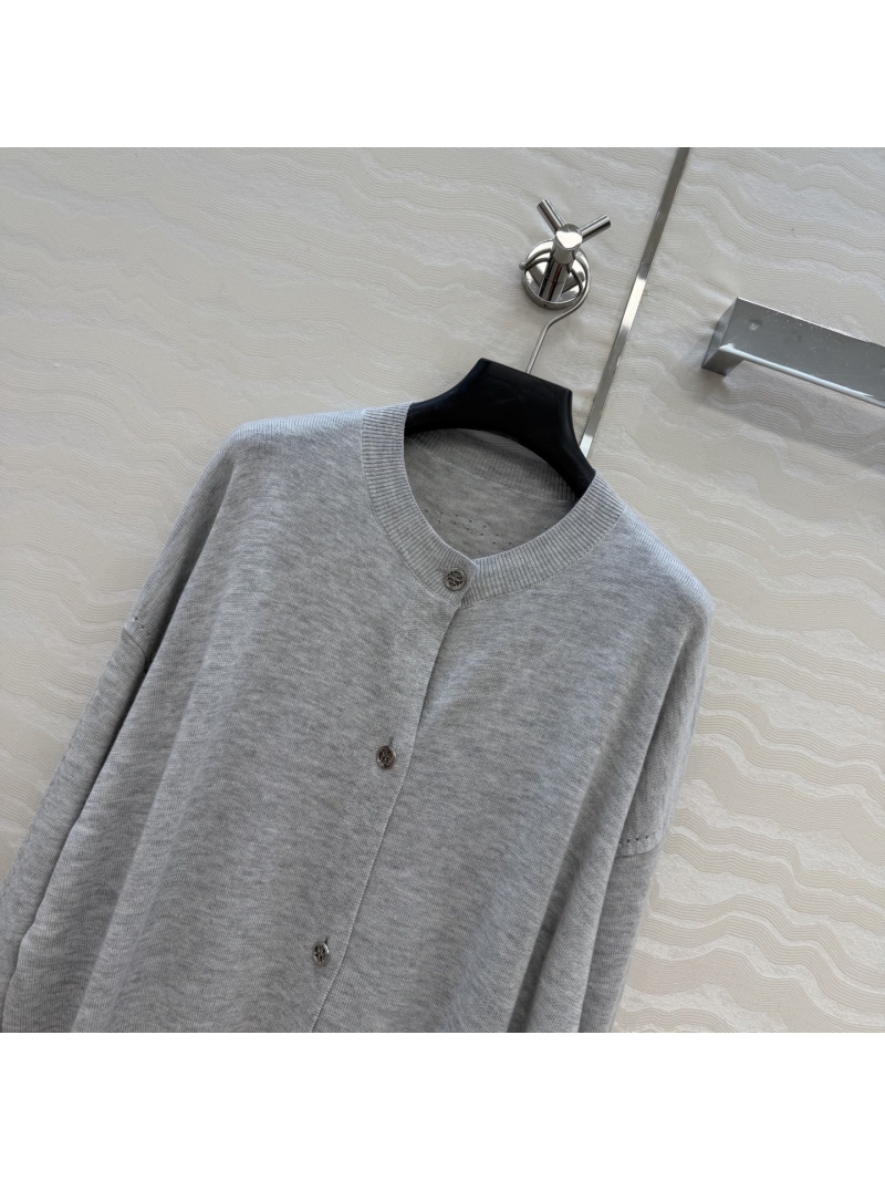 Hermes 100% Merino Wool Gold Coin Button Jacquard Cardigan