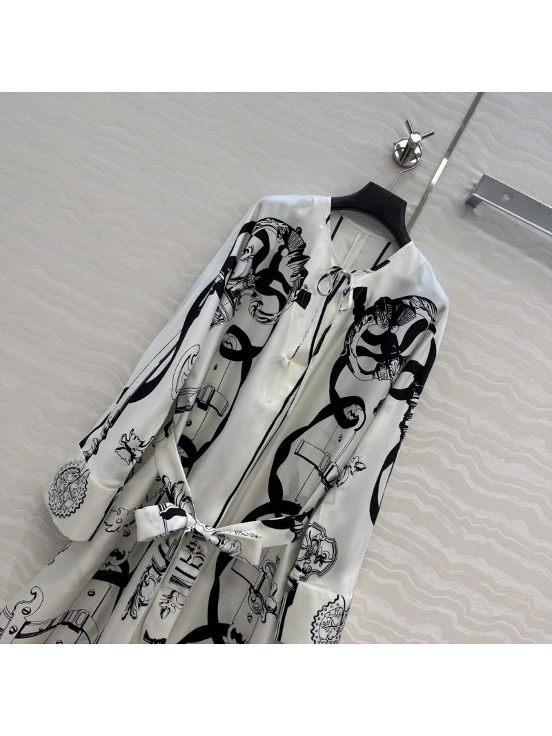 Hermès Ex-Libris Silk Twill Batwing Midi Dress