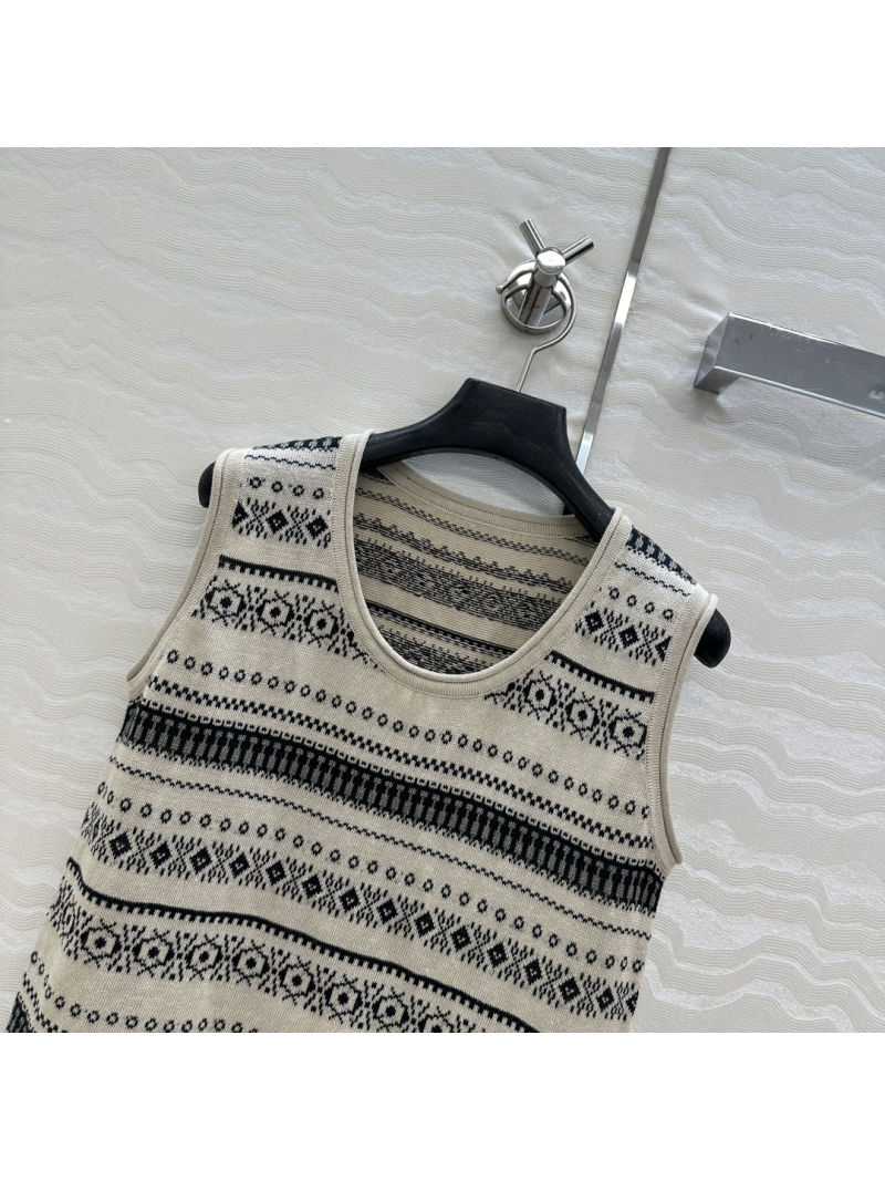 Loro Piana Spring Summer Fair Isle Jacquard Tank Top - Luxe Elegance