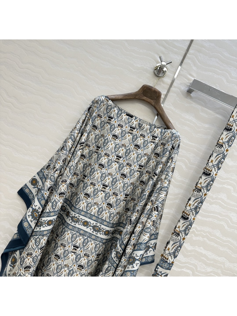 Loro Piana Luxe Silk Floral Cape Dress - Elegant Vacation Style