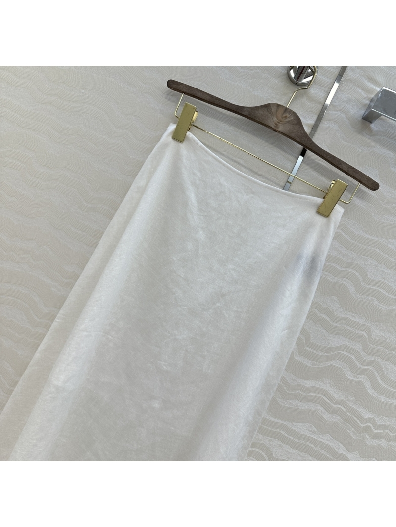 Loro Piana Elegant Linen A-Line Long Skirt - Luxe Old Money Style