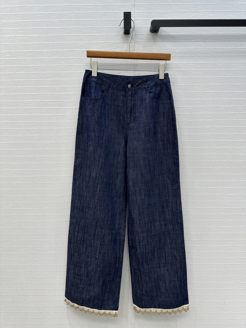 Loro Piana South French Minimalist Denim Pants - Elegant Straight-Leg Luxe Design