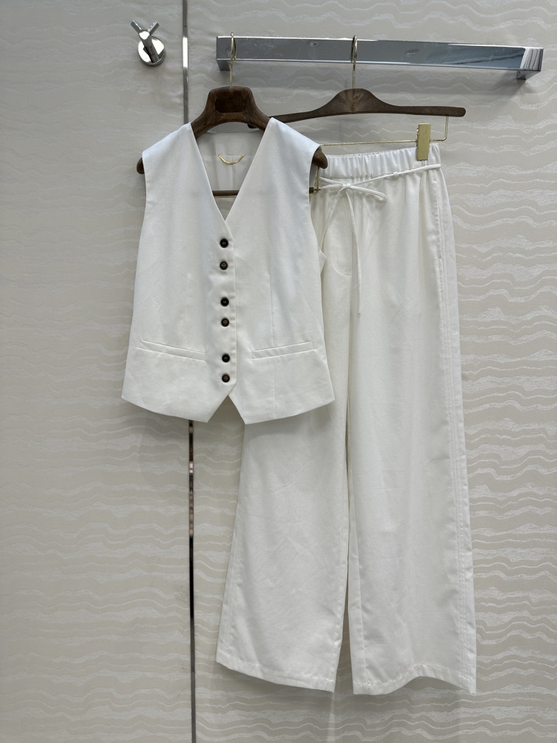 Loro Piana White Linen Vest Set - Elegant Minimalist Luxe