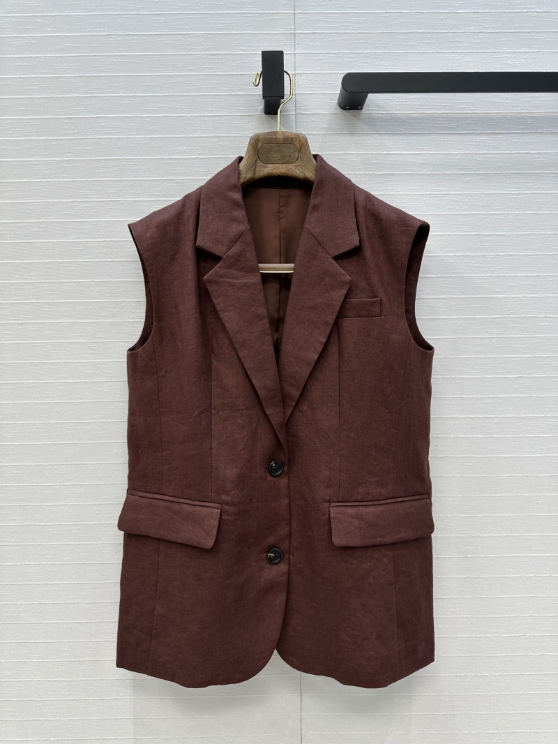 Loro Piana Single-Breasted Linen Blazer Vest - Minimalist Luxe Style