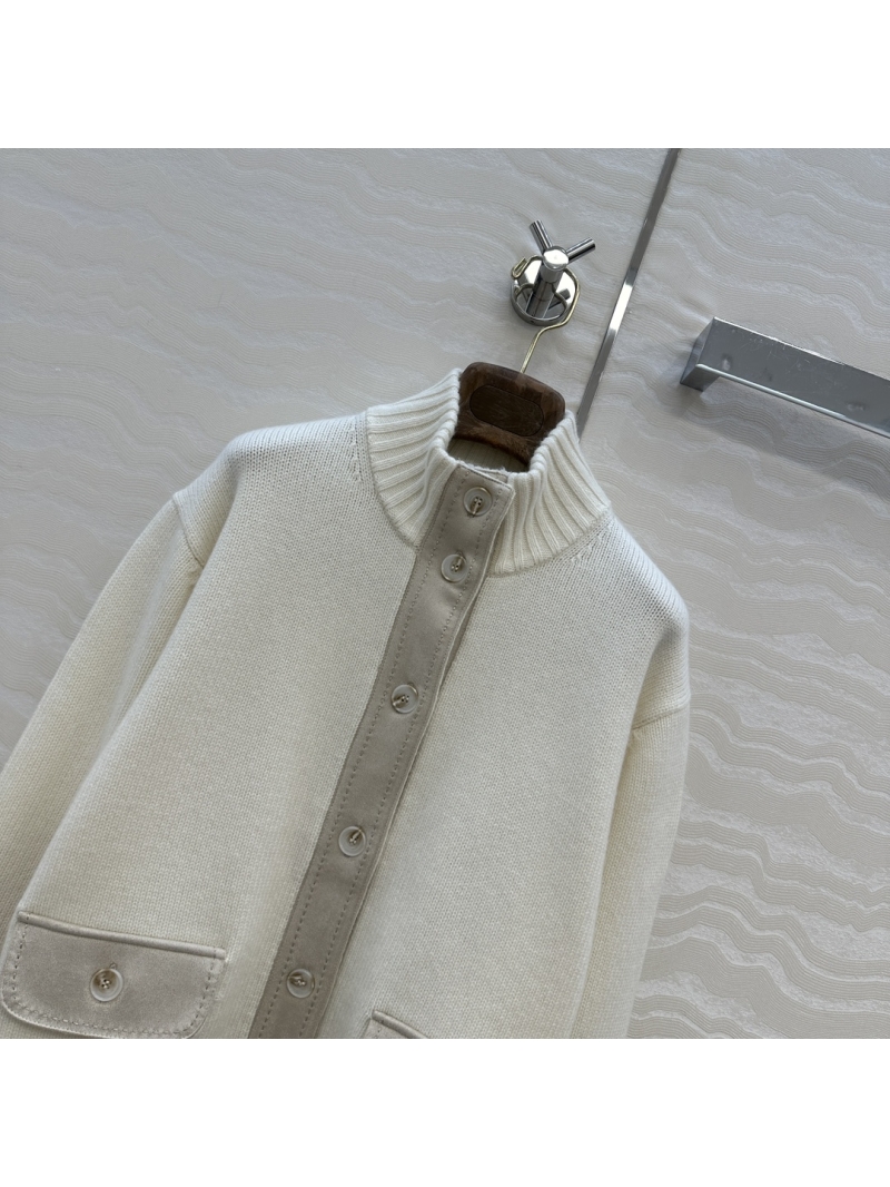 Loro Piana Exclusive Luxe Cashmere Stand Collar Jacket in White - Timeless Elegance