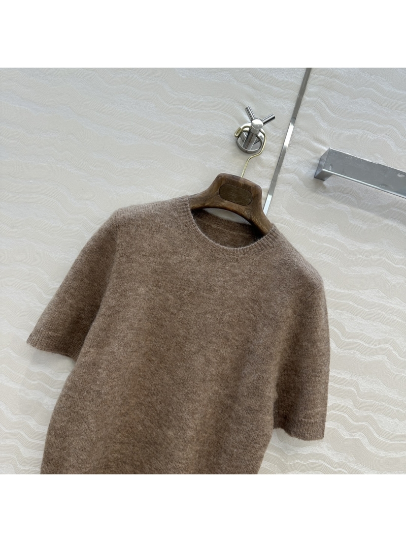Loro Piana Exclusive High-Intelligence Short Sleeve Sweater in Luxe Brown - Old Money Style
