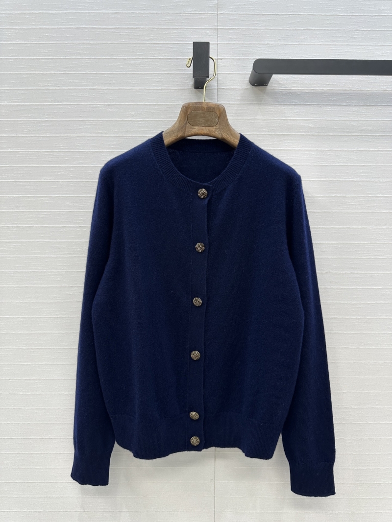 Loro Piana Exclusive Early Autumn Collection: Retro Button-Detail Cashmere Cardigan in Deep Blue