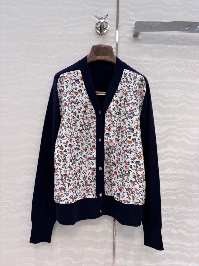 Loro Piana Exclusive High-Intelligence Old Money Style V-Neck Cardigan - Luxe Floral Print & Vintage Metal Buttons