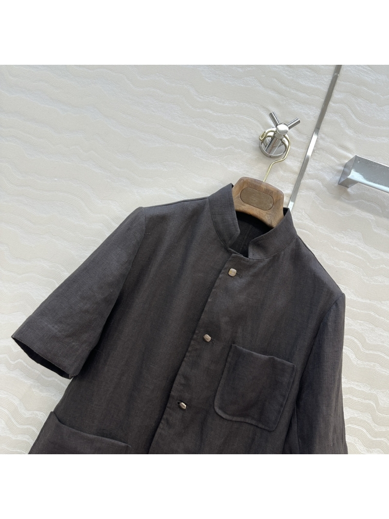 Loro Piana Exclusive High-Intelligence Style Short Sleeve Jacket - 100% Linen, Classic Spagna Design
