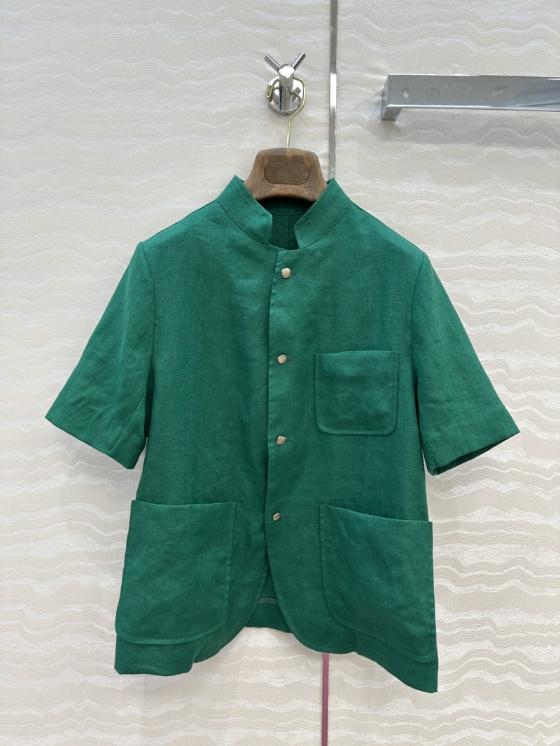 Loro Piana Exclusive Luxe High-Intelligence Green Linen Jacket