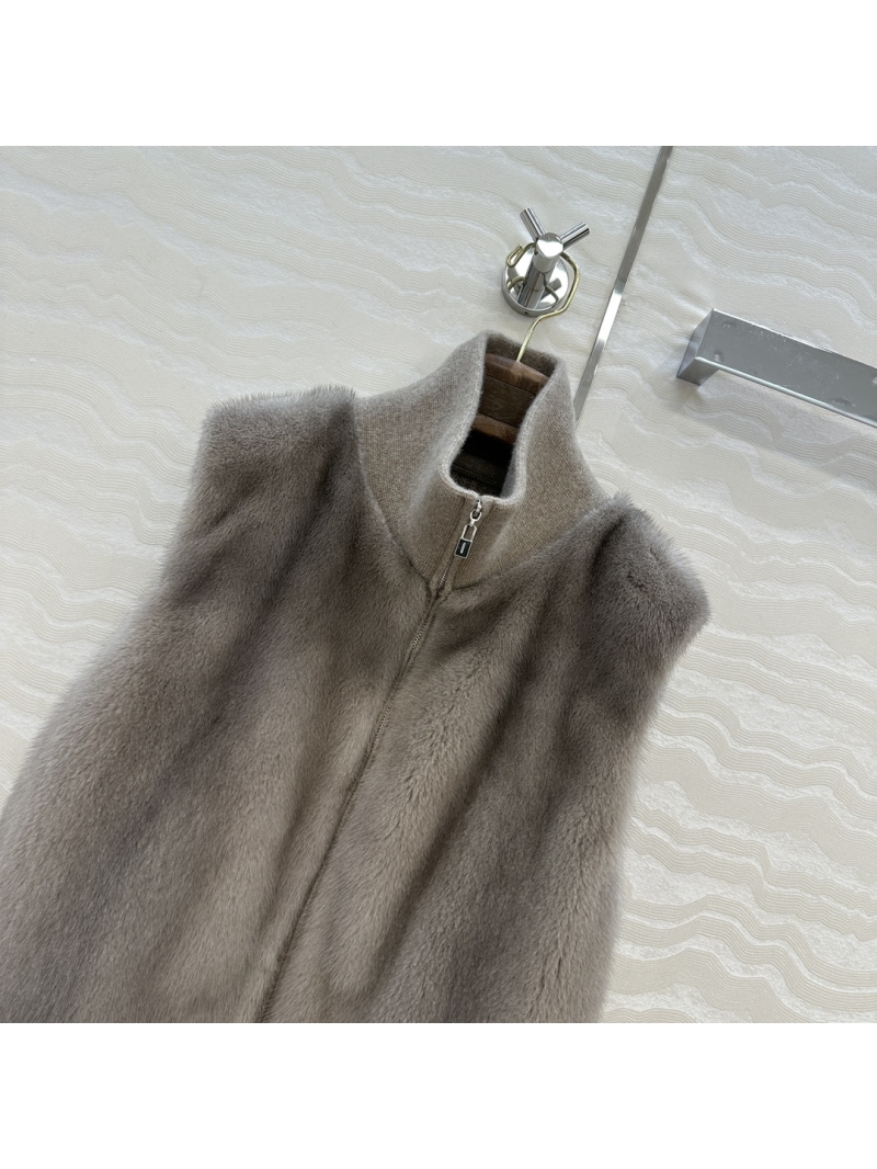 LP Loro Piana Vintage Mink Fur Vest with Cashmere Knit - Silver Blue