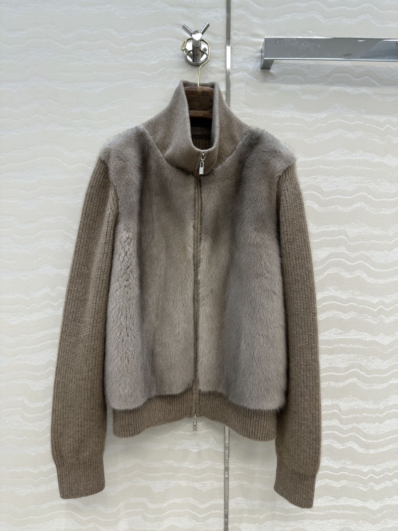 Loro Piana Exclusive Luxe Mink Fur Coat with Cashmere Knit Design in Silver-Blue