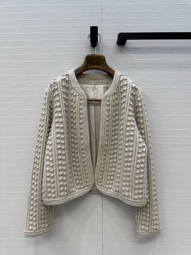 Loro Piana Luxe High-Intelligence Old Money Style Cashmere Knit Cardigan in Cream