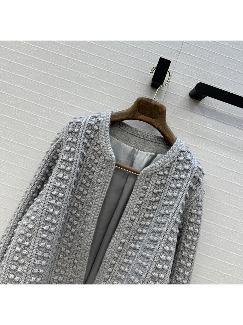 Loro Piana Exclusive High-Intelligence Cashmere Knit Jacket in Soft Gray