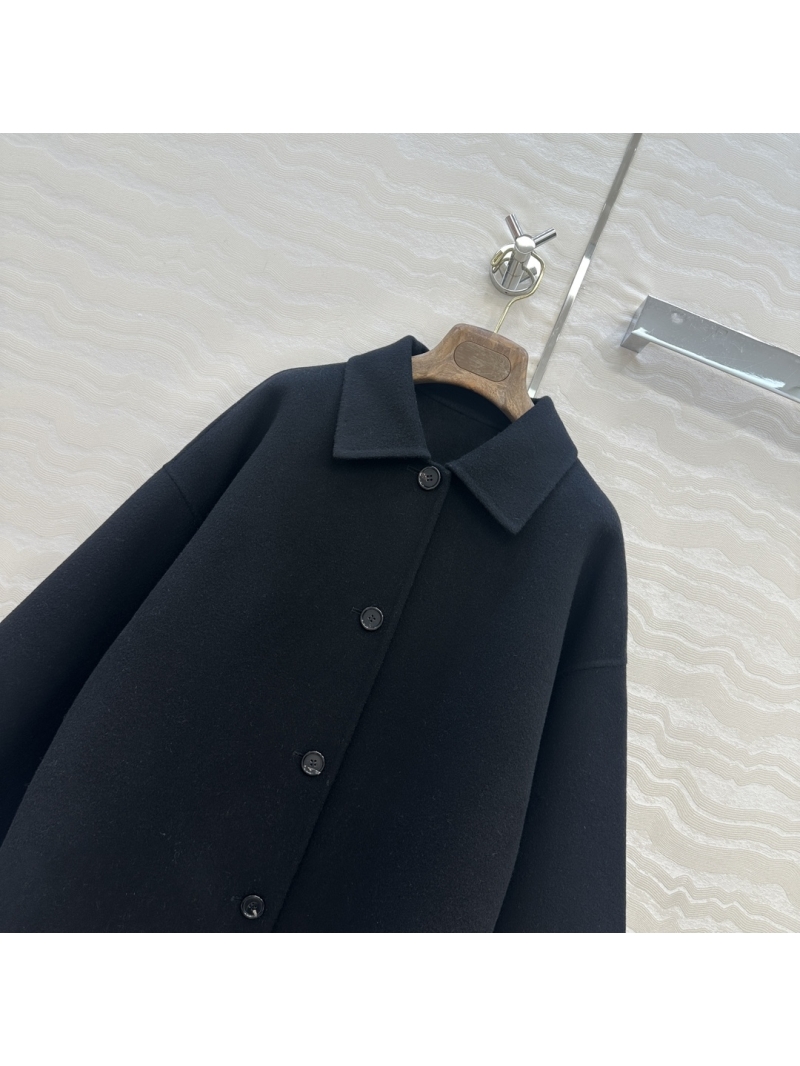 Loro Piana Exclusive Handcrafted Single-Breasted Wool Cashmere Blend Long Coat - Black