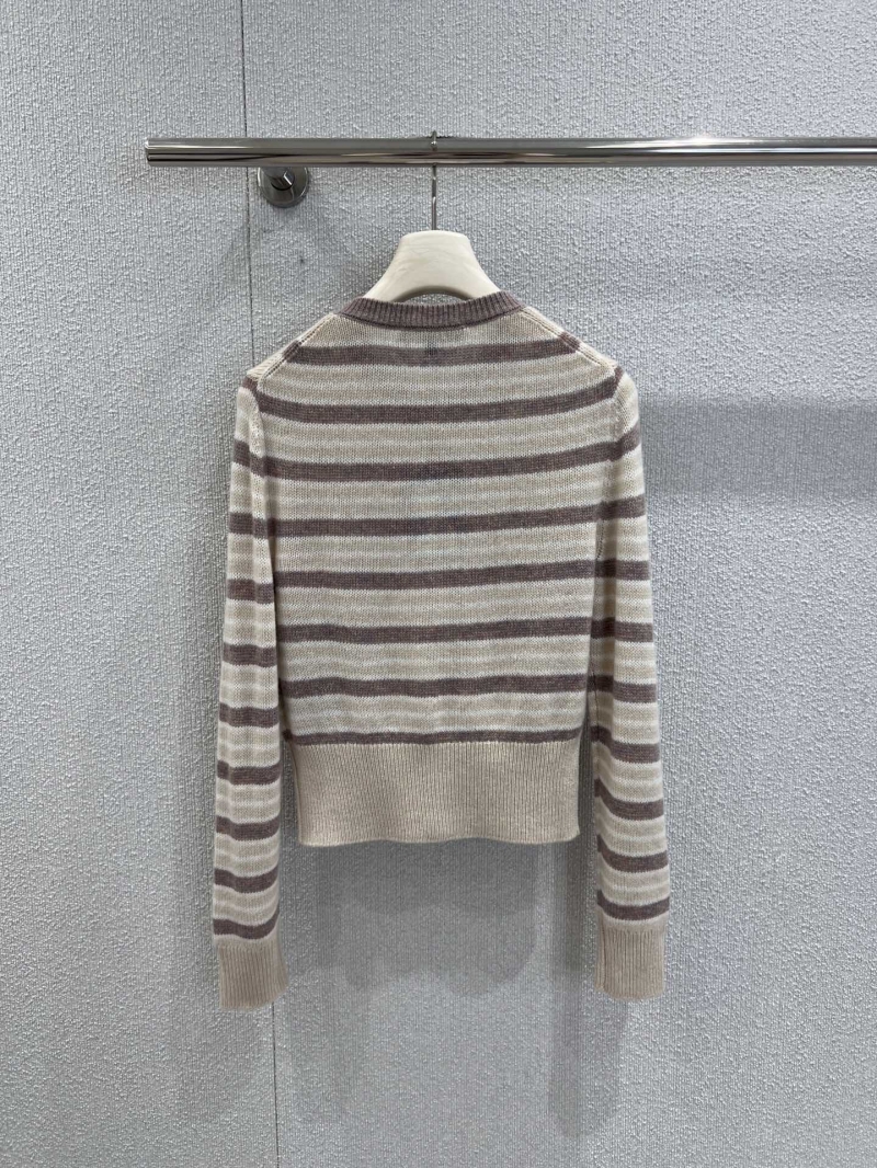 Loro Piana Women's Striped Cardigan in Blush Pink, Crafted from Signature Baby Cashmere – Sumptuous, Featherlight, and Tailored for Elevated Luxury