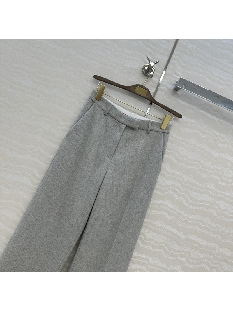 Loro Piana Wool Trousers in Grey - High-Waist Straight-Leg Pant with Subtle Metallic Thread