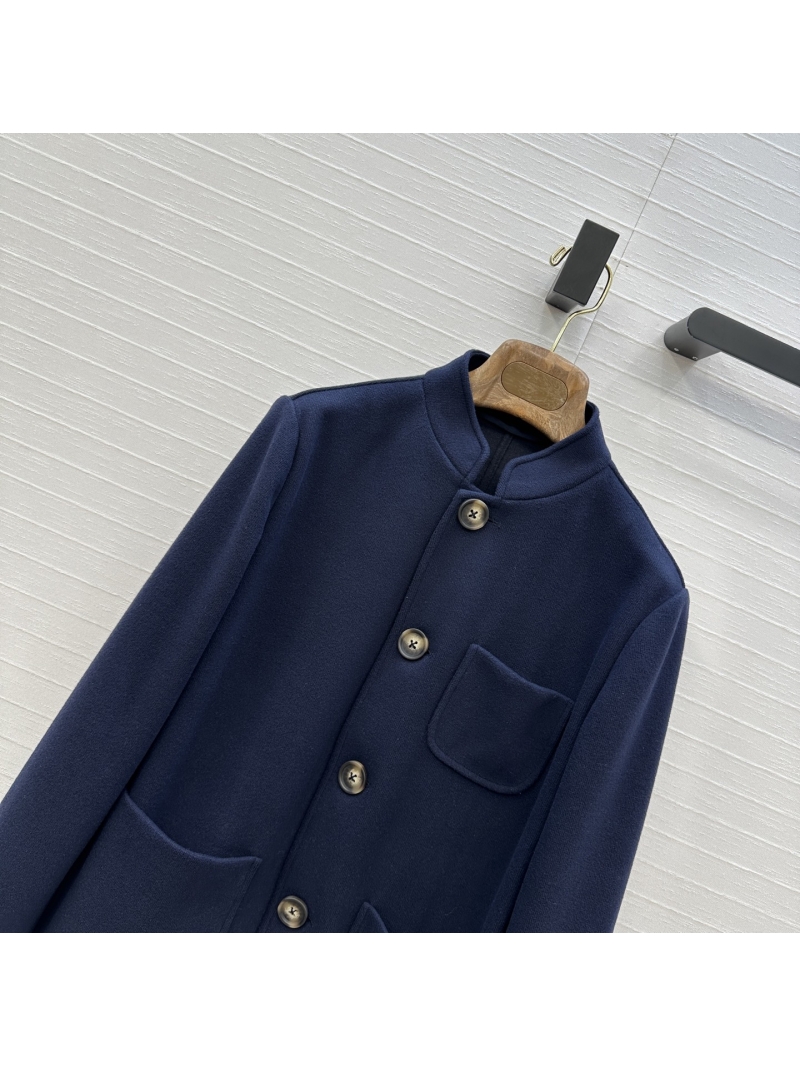 Loro Piana Imported Fabric Stand-Collar Jacket – Minimalist H-Line, Mandarin Collar, Luxe Outerwear