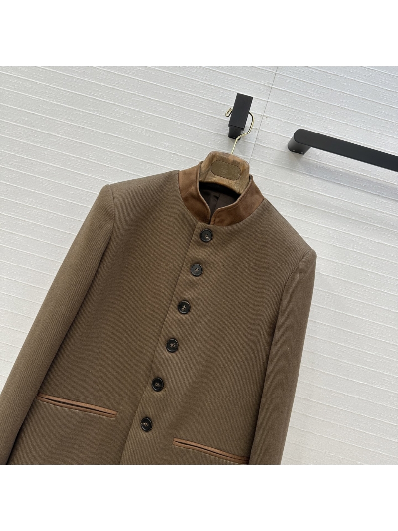 Loro Piana Vintage Old Money Blazer in Twill Wool-Blend with Velvet Collar