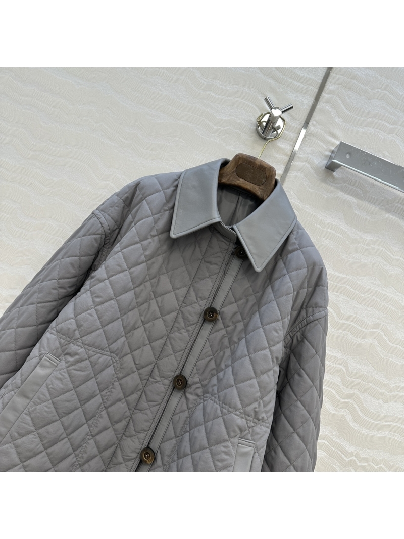 Loro Piana Quilted Coat with Genuine Sheepskin Leather Trim | Windproof, Waterproof & Oil-Resistant | Oversized Fit