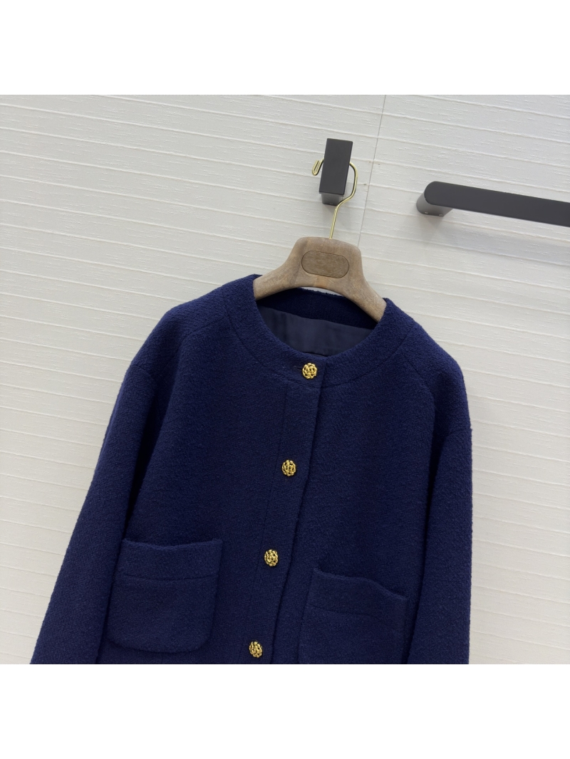 Loro Piana Navy Wool-Blend Cropped Jacket | Old Money Chic Style | Vintage Button Detail