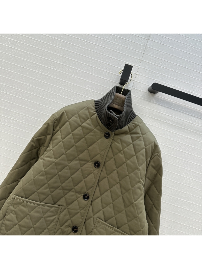 Loro Piana Quilted Cotton Jacket | Vintage-Inspired H-Silhouette Coat | Olive Green