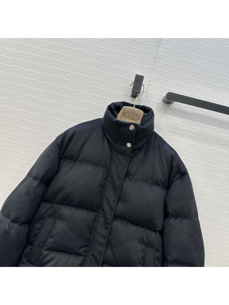 Loro Piana Autumn Winter Cashmere-Lined Down Jacket Coat | 90% White Duck & Goose Down | H-Silhouette