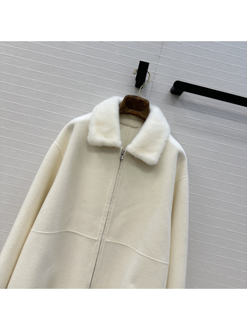 Loro Piana Handcrafted Cashmere Wool Coat with Mink Fur Collar | Old Money Style Luxury Outerwear