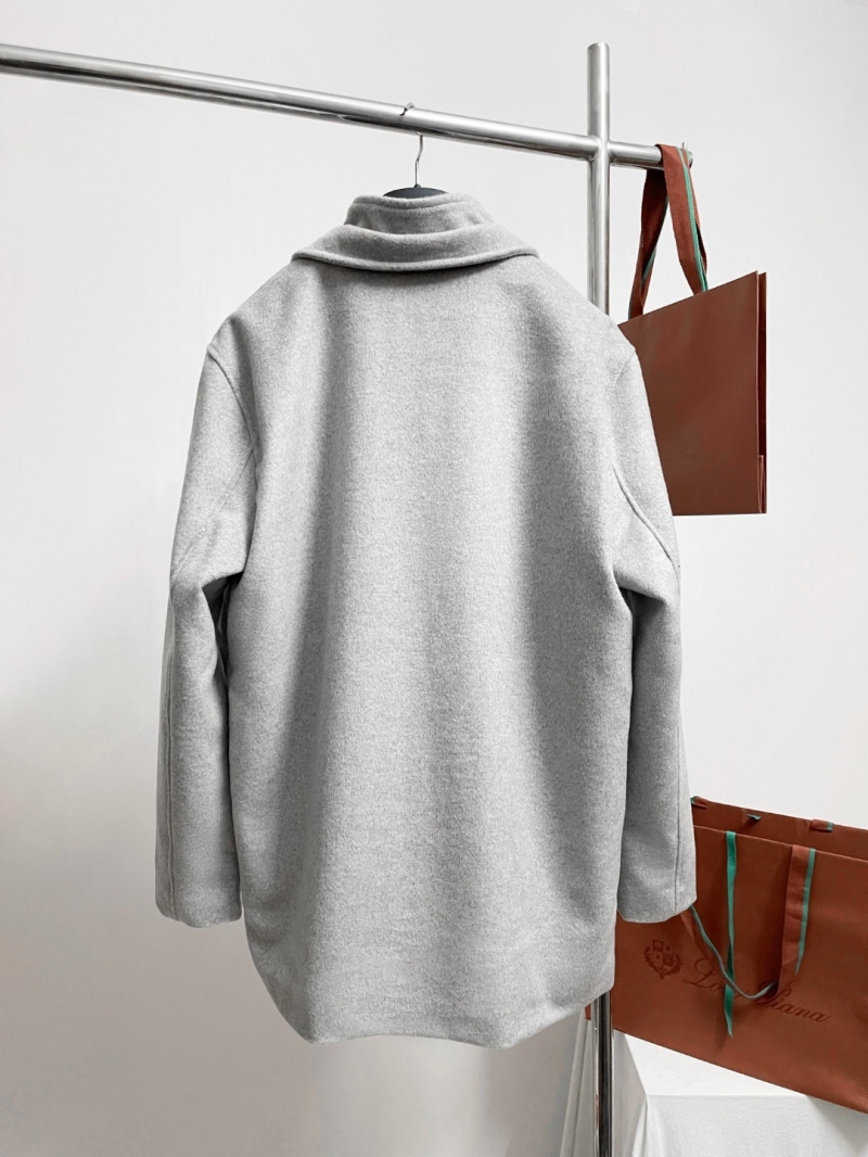 Loro Piana Cashmere Blend Single-Breasted Long Coat in Light Gray