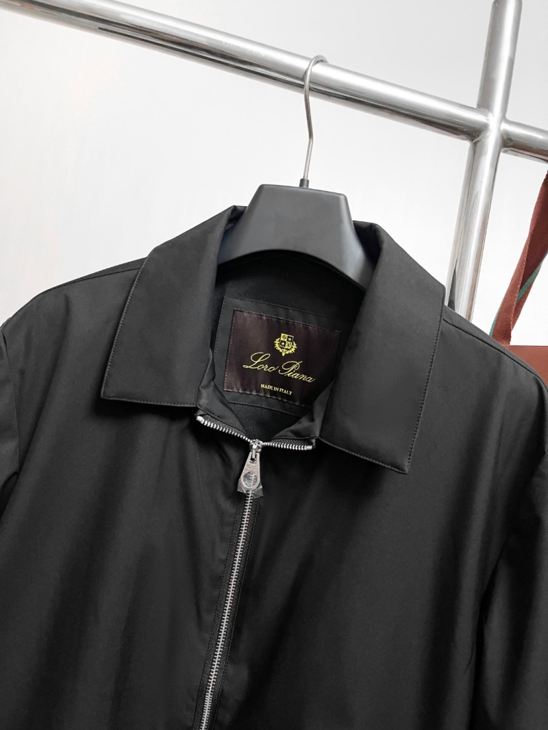 Loro Piana Notch Lapel Zipper Jacket | Black | Stand Collar | Lightweight & Windproof