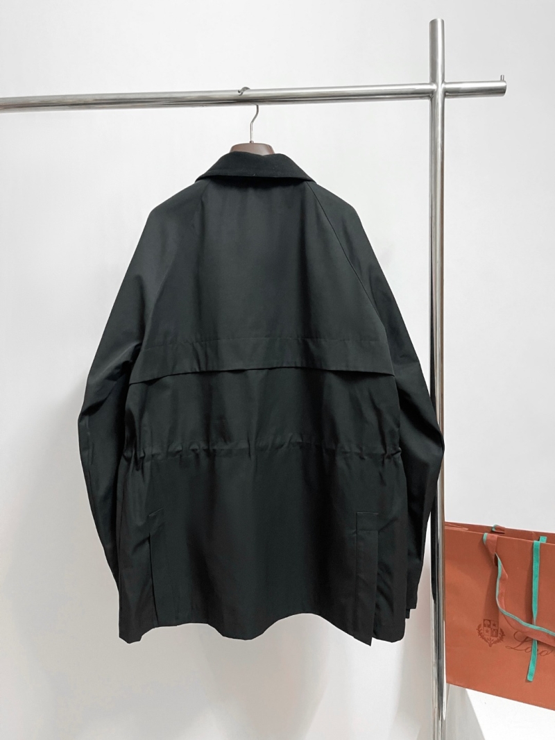 Loro Piana Black Lapel Mid-Length Trench Coat Jacket