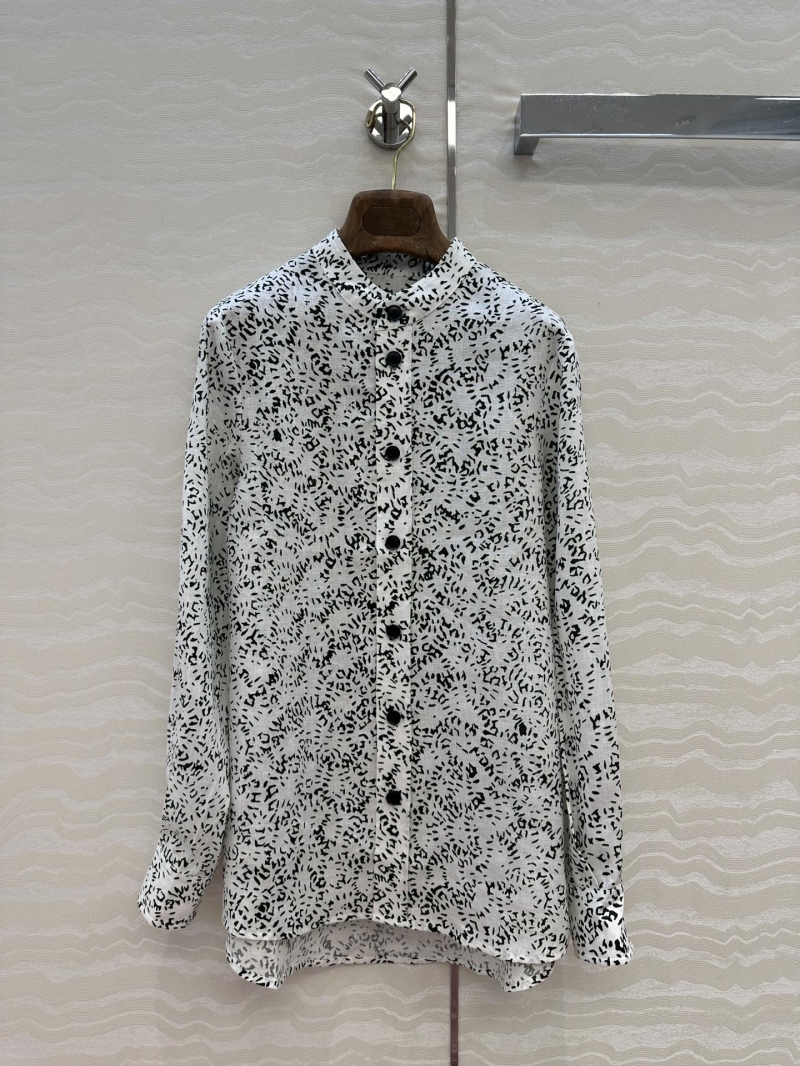 Loro Piana Thea Shirt, Exquisite 100% Imported Linen, Andre Pio Blooming Fireworks Print, Black and White