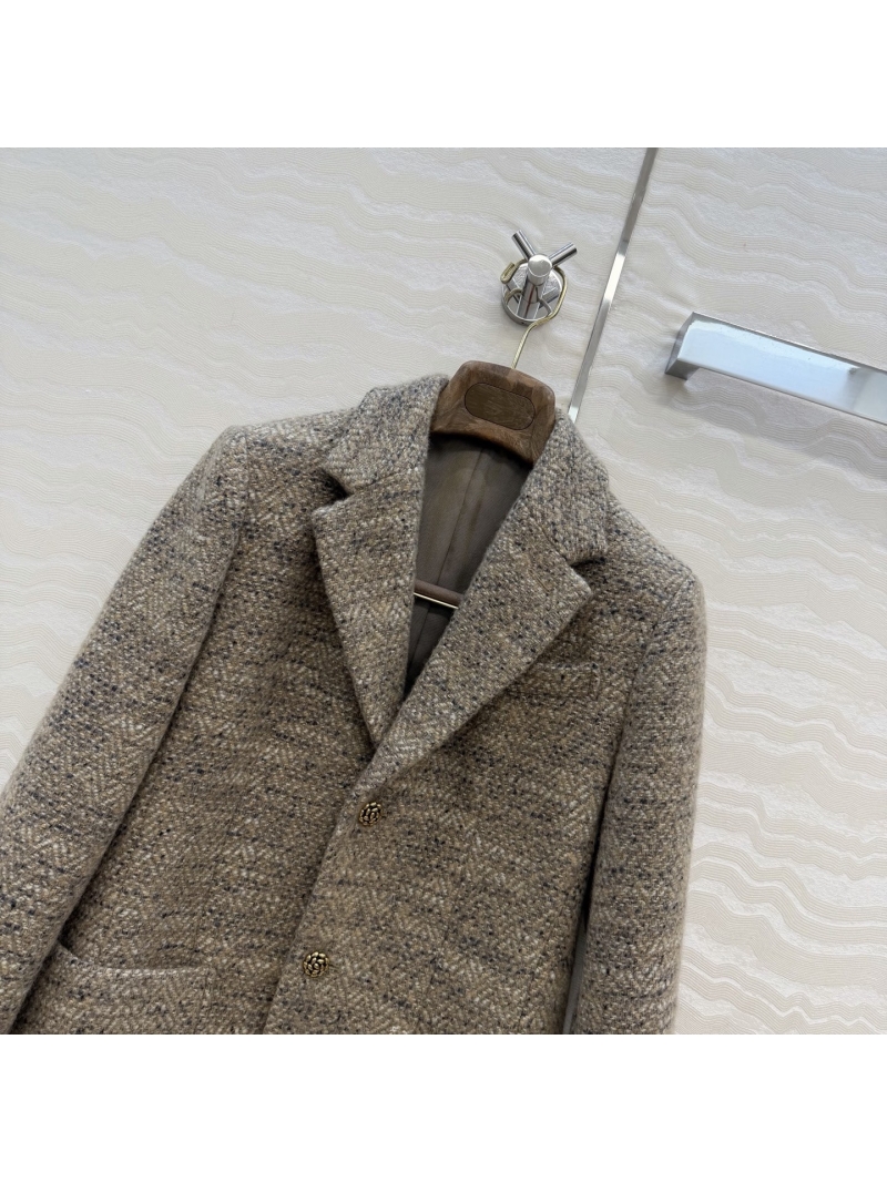 Loro Piana Style Opulent Alpaca Wool Tweed Blazer | Vintage Thistle Buttons, Neutral Tweed
