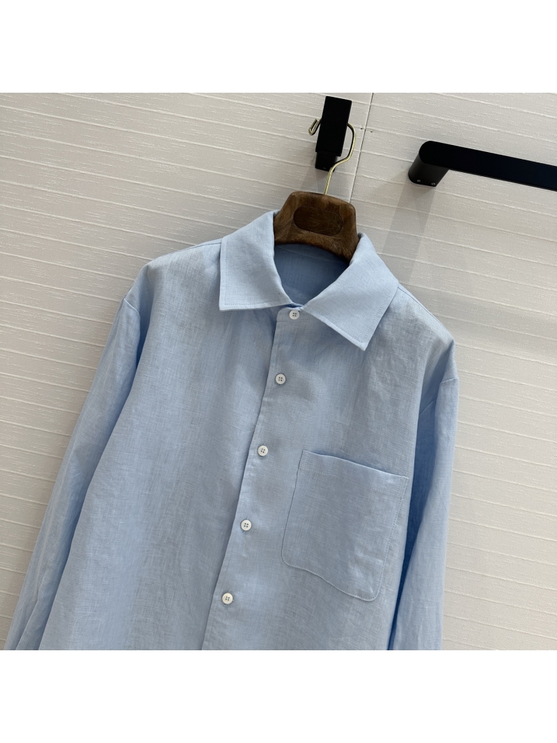 Loro Piana Signature Sky Blue 100% Imported Linen Shirt