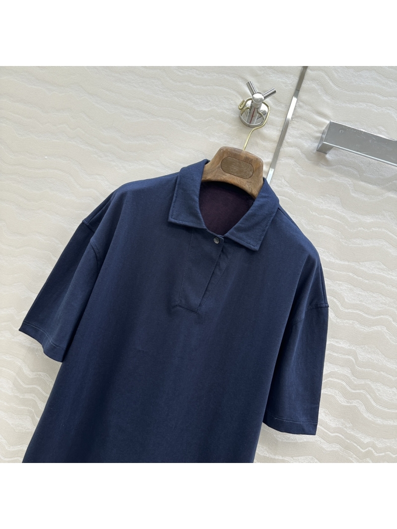 Loro Piana 100% Pure Cotton Minimalist Polo T-Shirt with Logo Embroidery