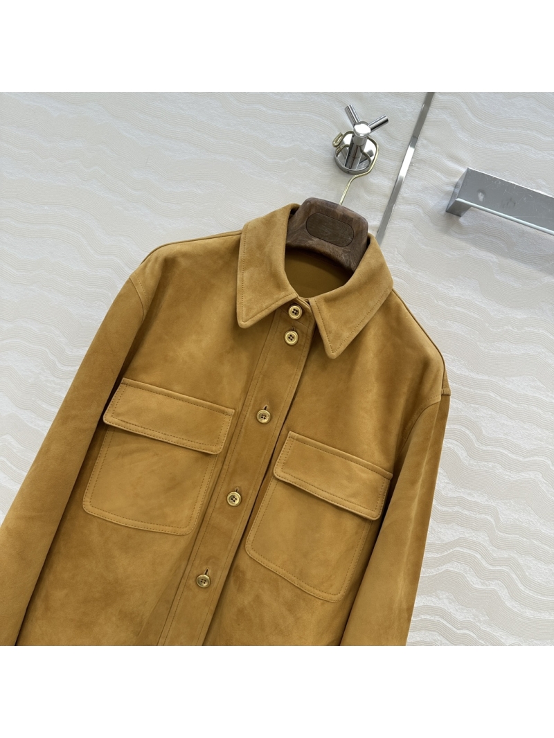 Loro Piana 100% Lambskin Suede Old Money Style Shirt Jacket in Camel