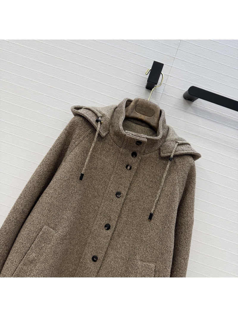 Loro Piana Cellina Wool, Mulberry Silk and Linen Blend Hooded Jacket in Light Camel