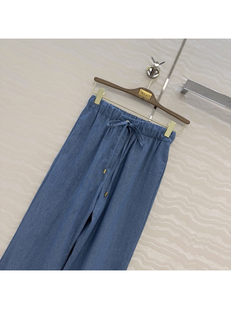 Loro Piana 100% Pure Cotton Helios Lightweight Denim Wide-Leg Pants