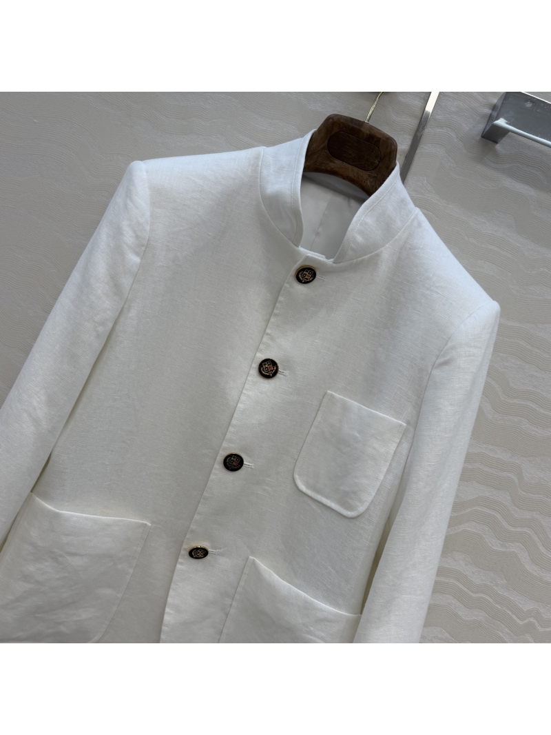 Loro Piana 100__PERCENT__ Premium Linen Spagna Mini Jacket in Cream - Old Money Minimalist Luxury