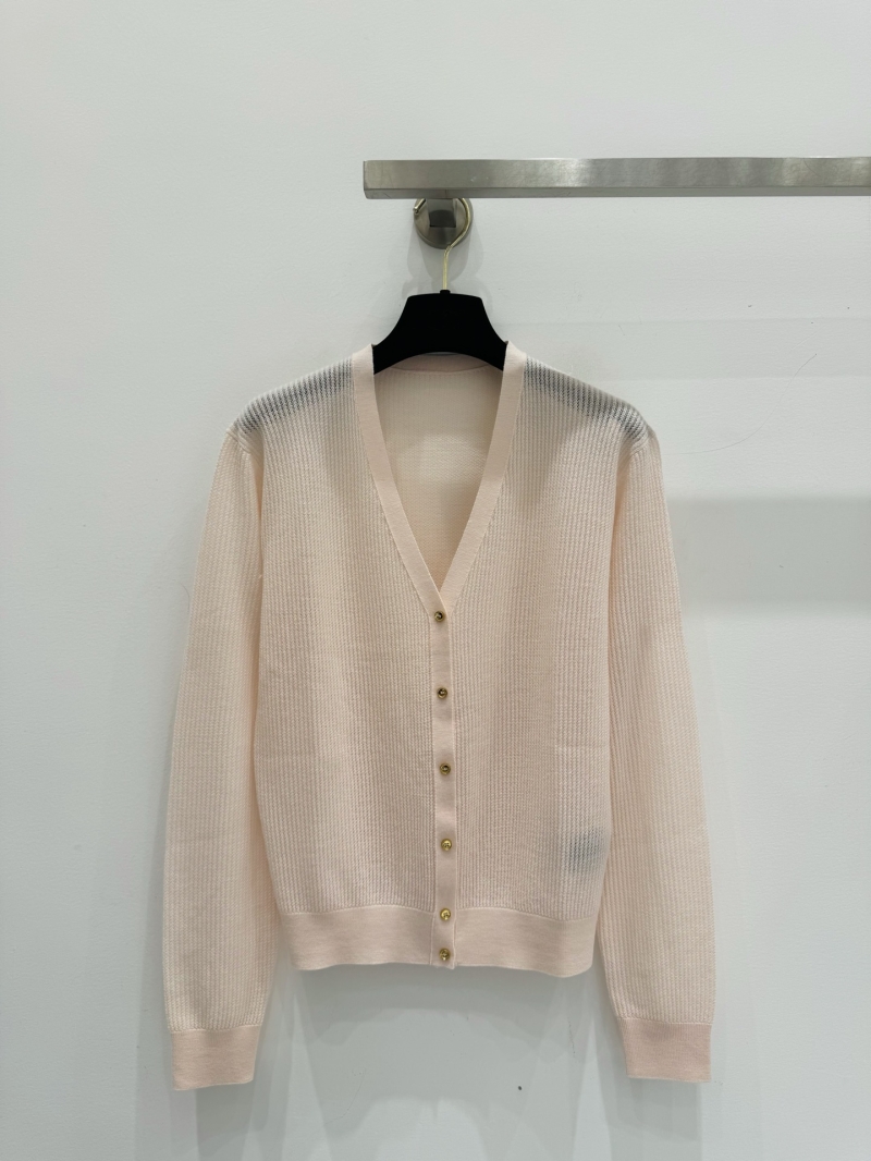 Loro Piana Fine Knit V-Neck Cardigan - Lightweight Sheer Texture - Pale Blush Pink