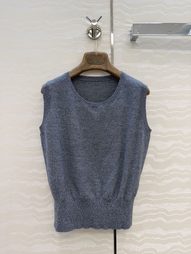 Loro Piana Quiet Blue Linen and Wool Blend 18-Gauge Knit Vest