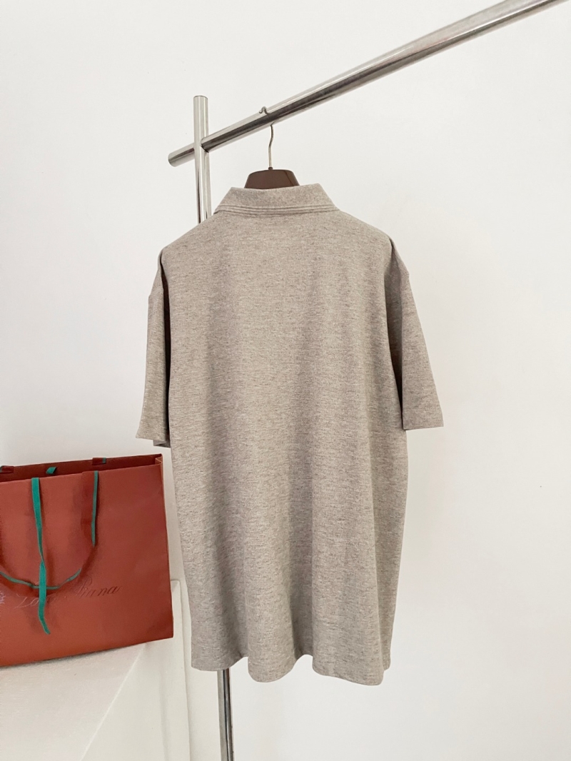 Loro Piana Melange Knit Polo Shirt in Oatmeal Beige