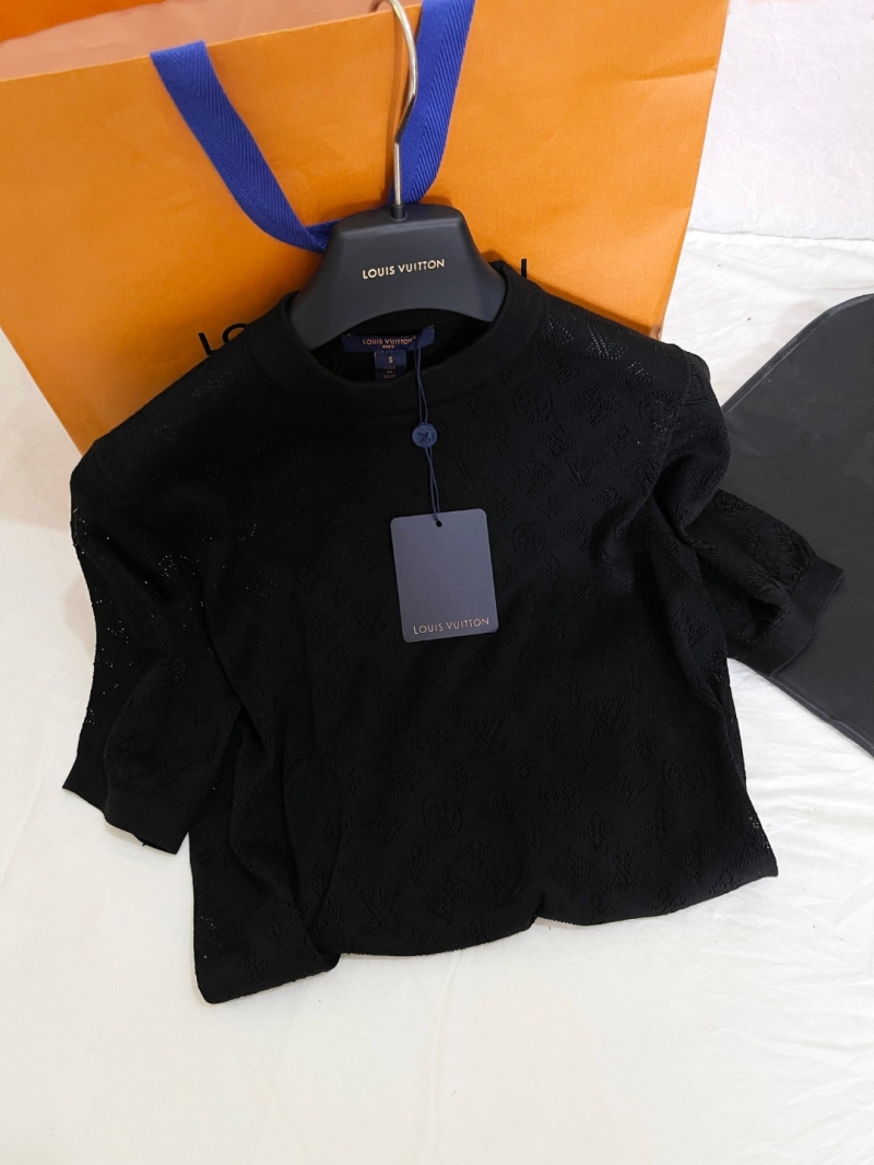 Louis Vuitton Sheer Jacquard Knit Short Sleeve Top - Luxe & Breezy
