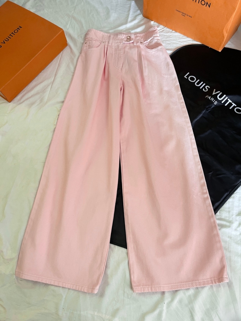 Louis Vuitton LV25 Luxe Jacquard Wide-Leg Denim Pleat Jeans