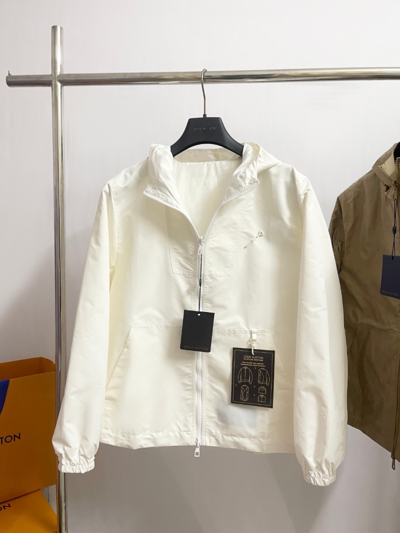 Louis Vuitton White Double-Sided Windproof Jacket - Luxe Nylon Elegance