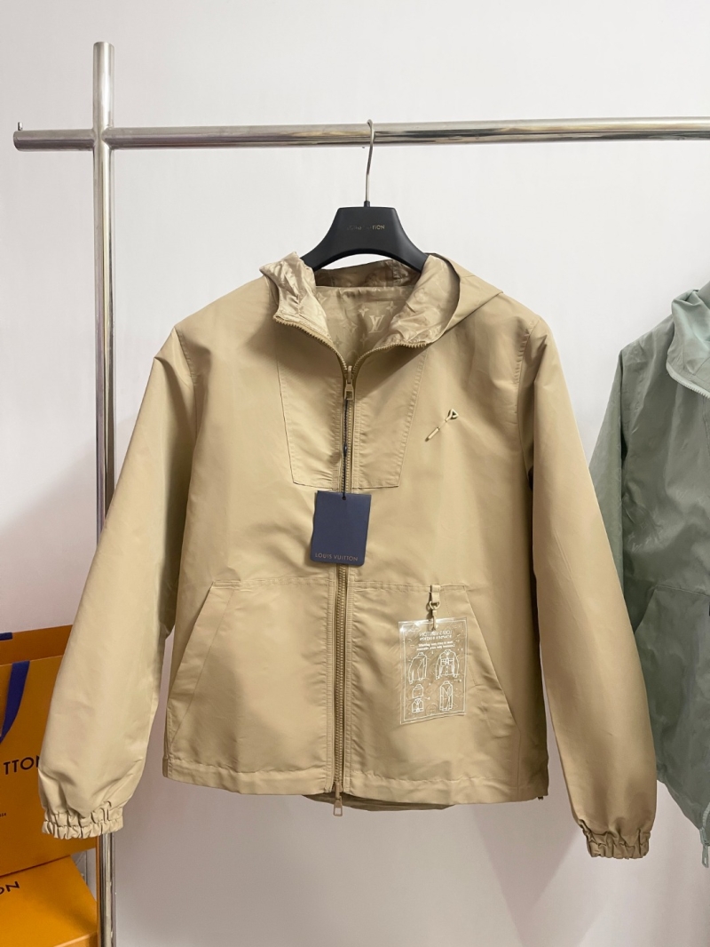 Louis Vuitton Beige Double-Sided Windproof Jacket - Luxe Nylon Elegance