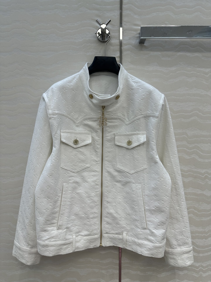 Louis Vuitton LV 25S Spring/Summer Monogram Denim Jacket - White, Sporty Collection with Metal Letter Charm