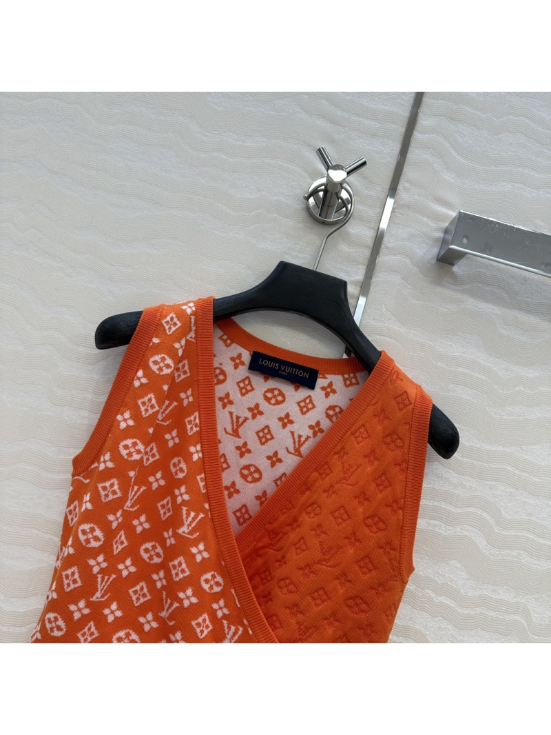 Louis Vuitton LV25S Spring Summer Vacation Exclusive Knit Tube Top - Custom Orange Monogram Jacquard Contrast