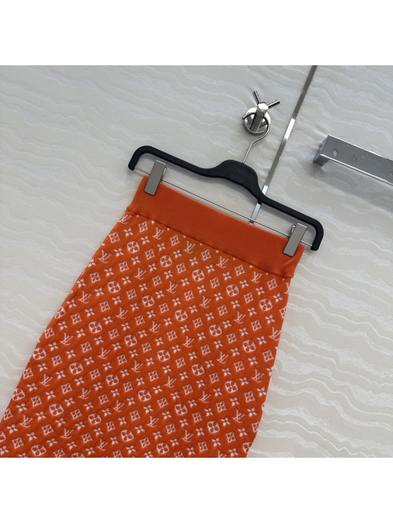 Louis Vuitton LV5S Spring/Summer Resort Knitted Skirt in orange MONOGRAM Jacquard